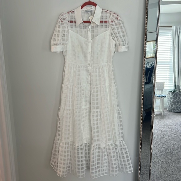 English Factory Gridded Organza Tiered Maxi Dress - NWT - Picture 3 of 7